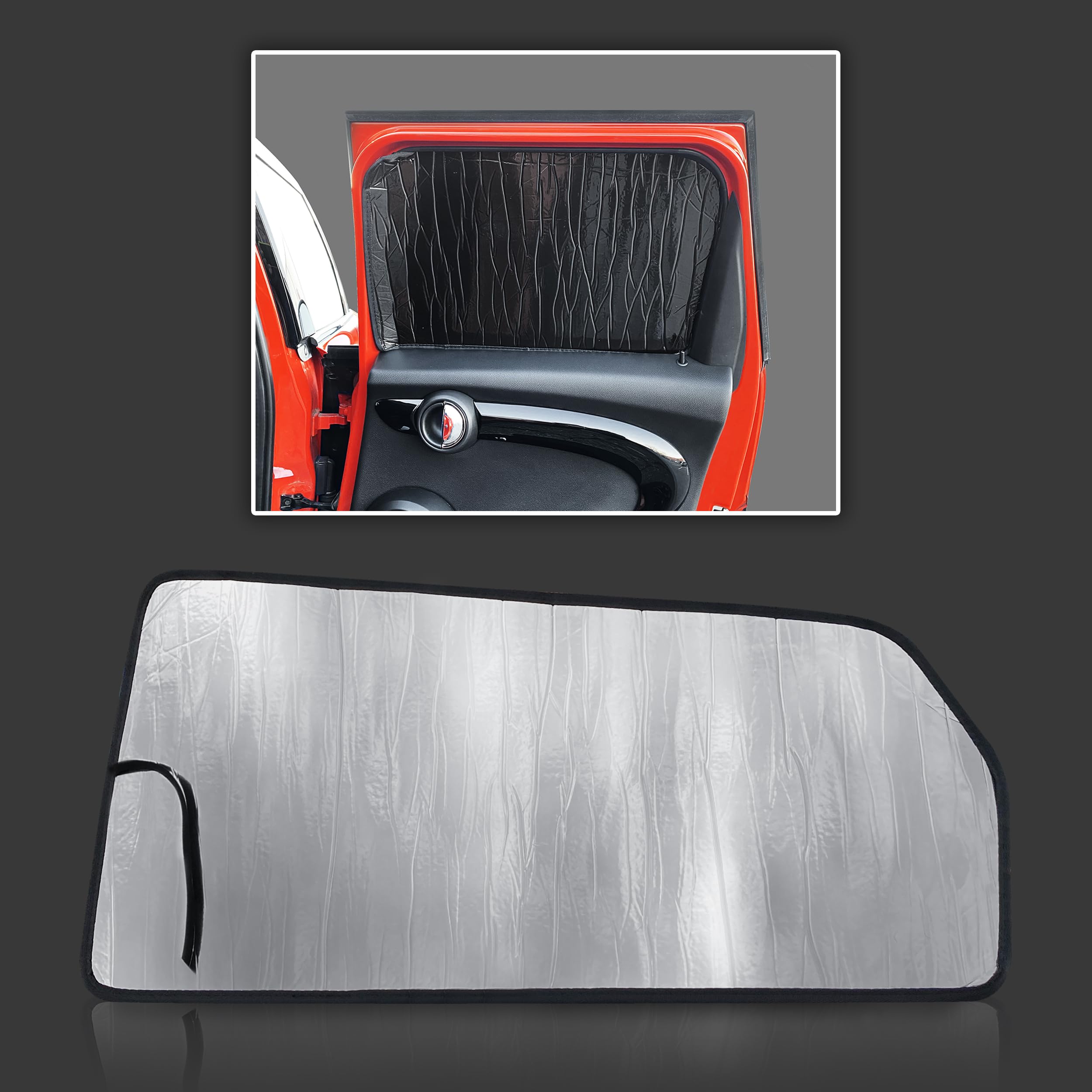 GalaxyAutoShield Custom Fit Rear Side 2nd Row Window Sunshades (2pcs) for 2015 2016 2017 2018 2019 2020 2021 2022 2023 2024 MINI Hardtop 4 Door, UV Reflector Privacy Insulated Protection (Made in USA)