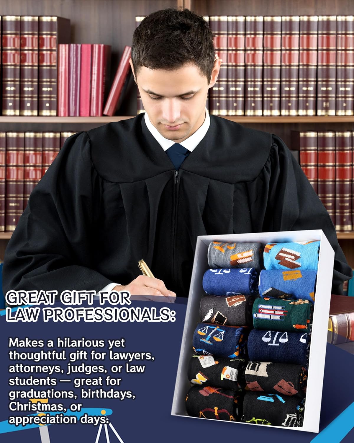 Eurzom 12 Pairs Lawyer Socks for Men Novelty Lawyers Cotton Dress Socks Valentine's Day Holiday Gift for Attorney Law School Students - Image 6