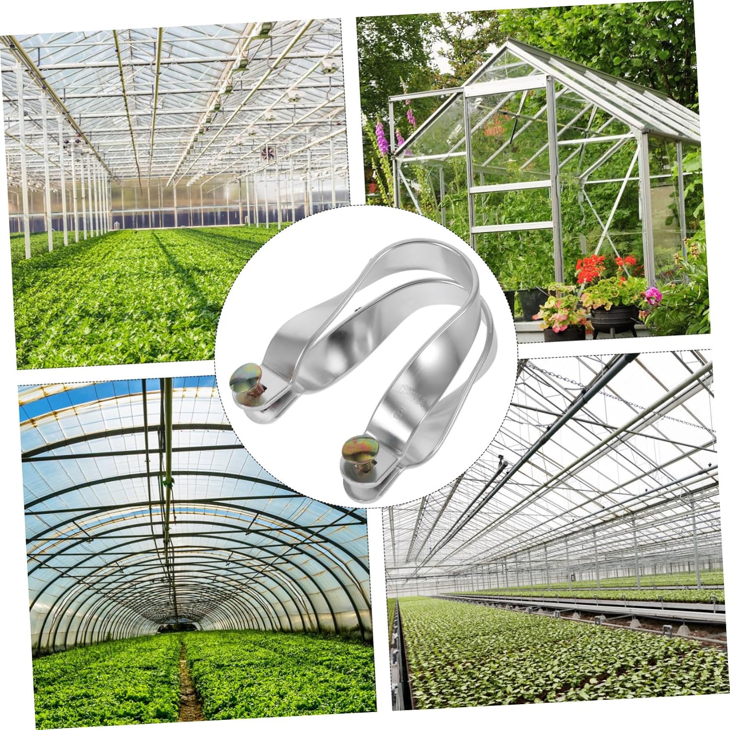 BESPORTBLE 5sets Heavy Duty U-shaped Aluminum Pipe Clips for Greenhouse Frame Easy to Install Connector for Planting and Gardening Applications No Drilling Required