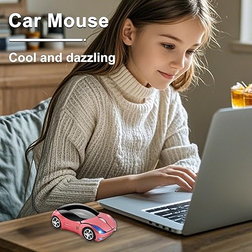 Miniatura 3 de Ratón inalámbrico para automóvil, pequeño, deportivo, con forma de automóvil, con receptor USB, 3 botones, 1600 DPI, portátil, mini ratón óptico