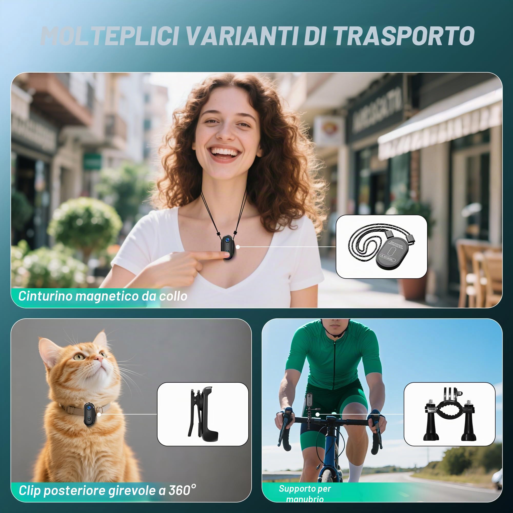 Mini Action Cam Con 16G, 1080P Fotocamera Subacquea Bodycam | Impermeabile Fino a 30 m, 360° Telecamera Moto, POV a Mani Libere, Fotocamera Per Casco, Polizia Professionale Per Vlogging