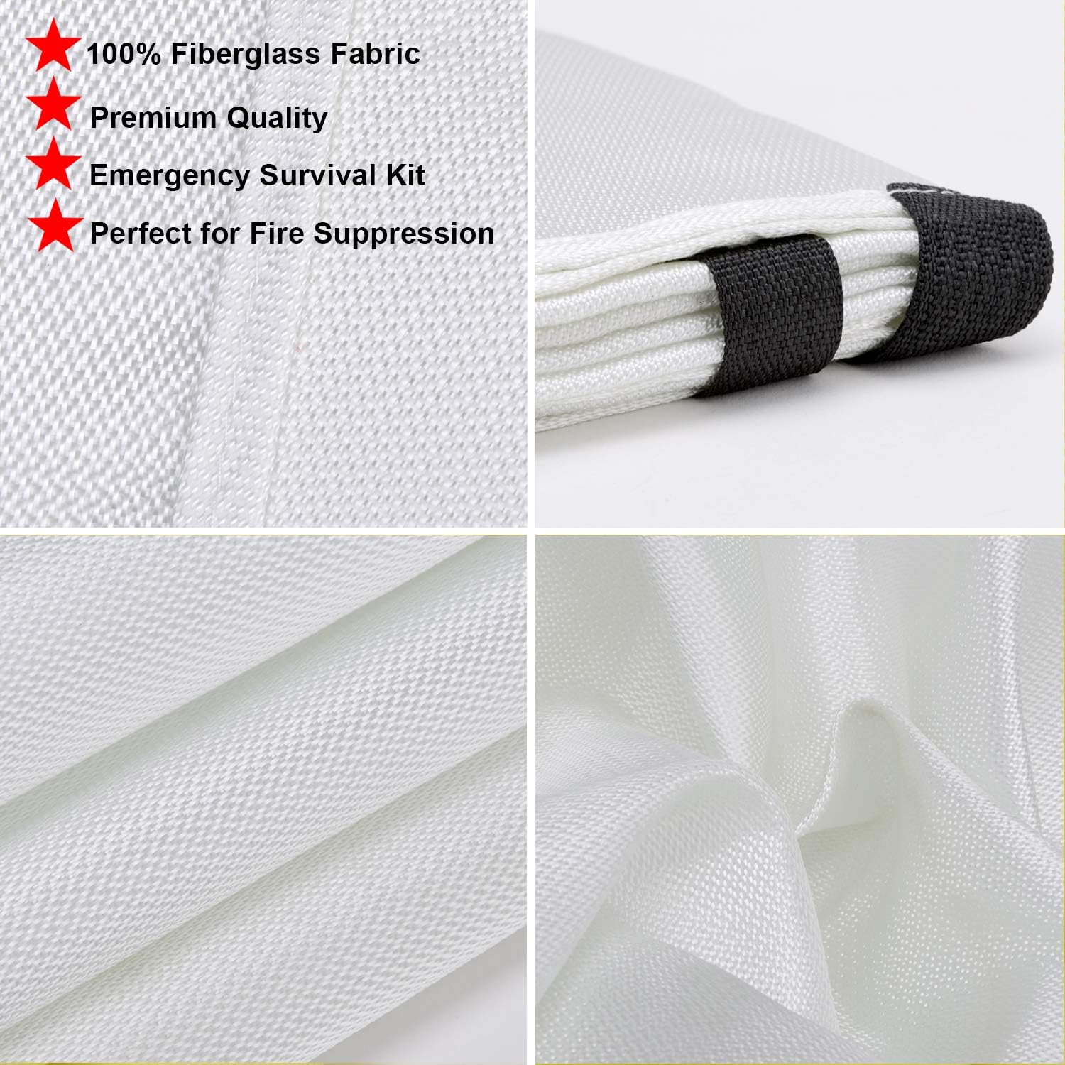 🔥 JJ CARE Fire Blanket for Home 40x40 + 4 Hooks, Fire Suppression Blanket, Emergency Fire Blanket for People, Fire Blanket Kitchen, Emergency Use - White