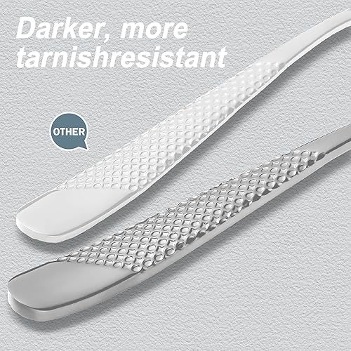 Miniatura 3 de Runfly Juego de cubiertos de plata martillada de 20 piezas, juego de cubiertos de acero inoxidable 1810, juego de utensilios de cocina modernos para