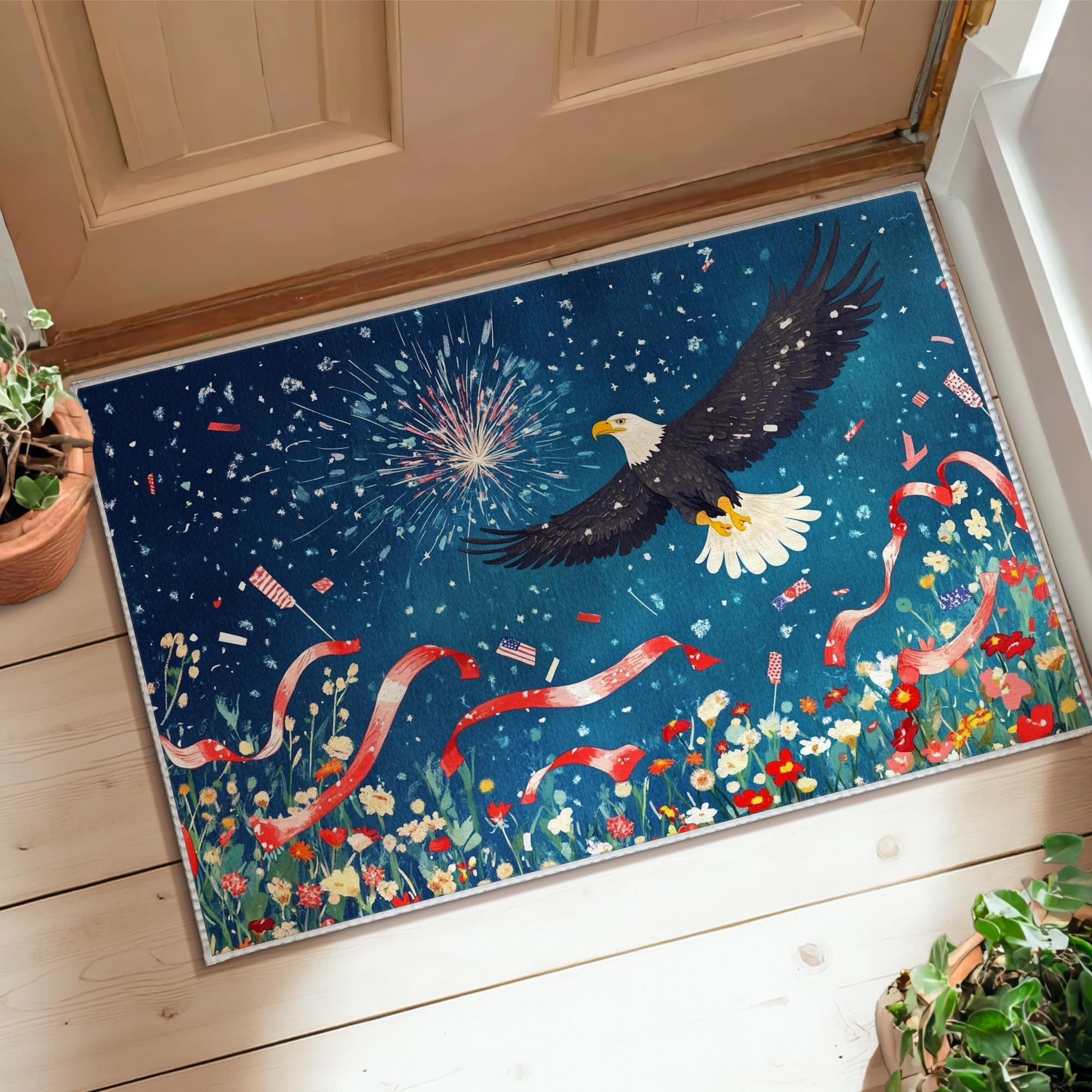Tapis feux d'artifice patriotiques pour sublimer votre entrée et salle de bain