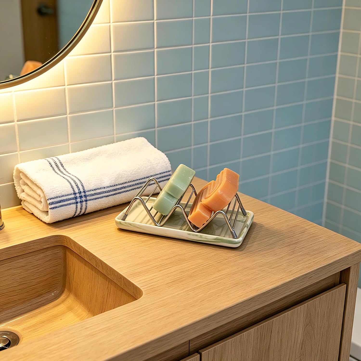 Ceramic Soap Dish, Shower Bar Soap Holder, Soap Dish Tray image 4