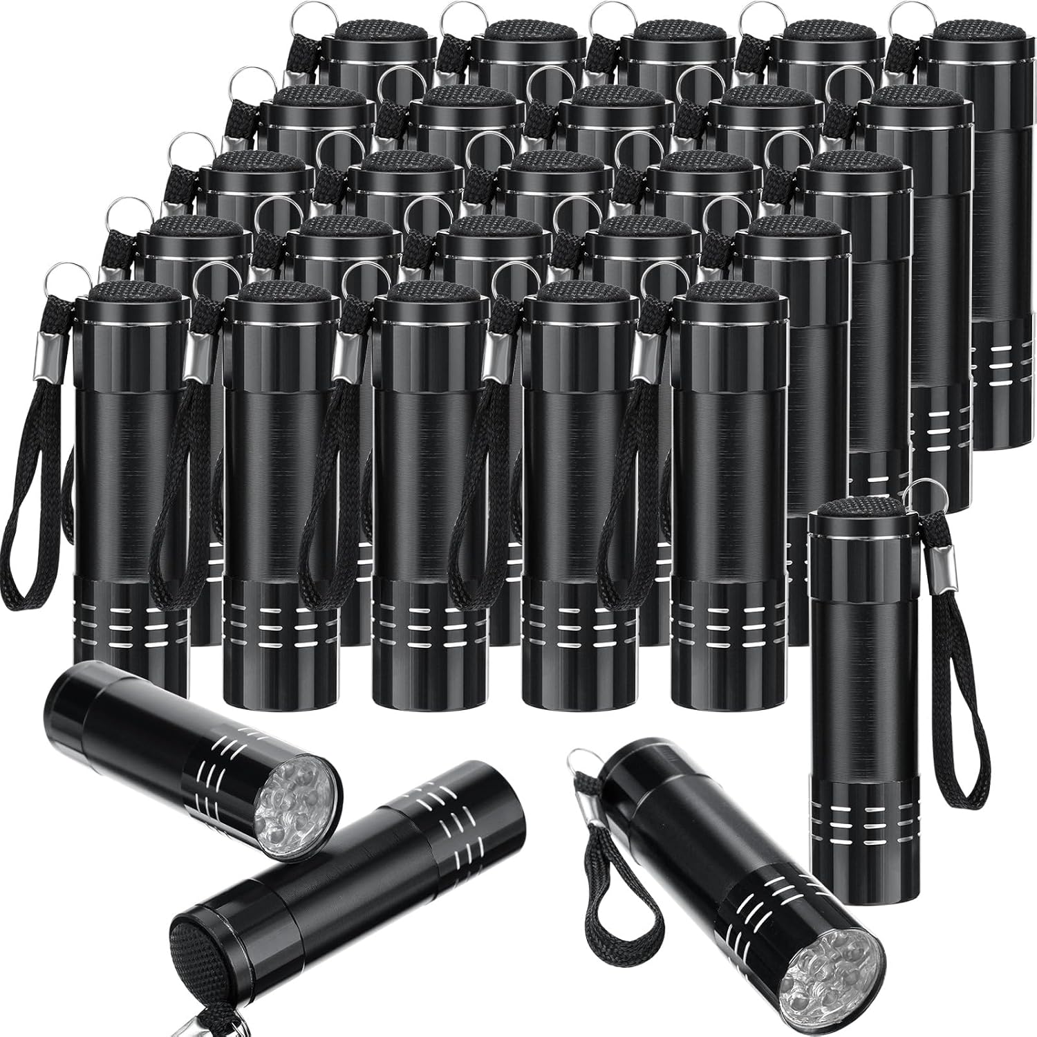 Rossesay 24 Pcs Mini Flashlights Bulk Aluminum Alloy 9 LED Flashlight