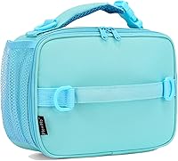 Vista 20 de FlowFly Lonchera para niños, bolsa de almuerzo escolar aislada y duradera con correa para el hombro y soporte para botellas, lonchera térmica