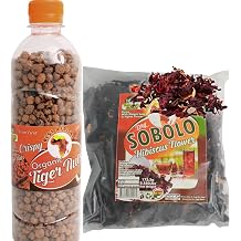 African Delights Detox Tea and Healthy Snack Set Bundle, 2 Pack Organic Tiger Nuts Snack 12 oz and Hibiscus Tea 16 oz Wellness Combo
