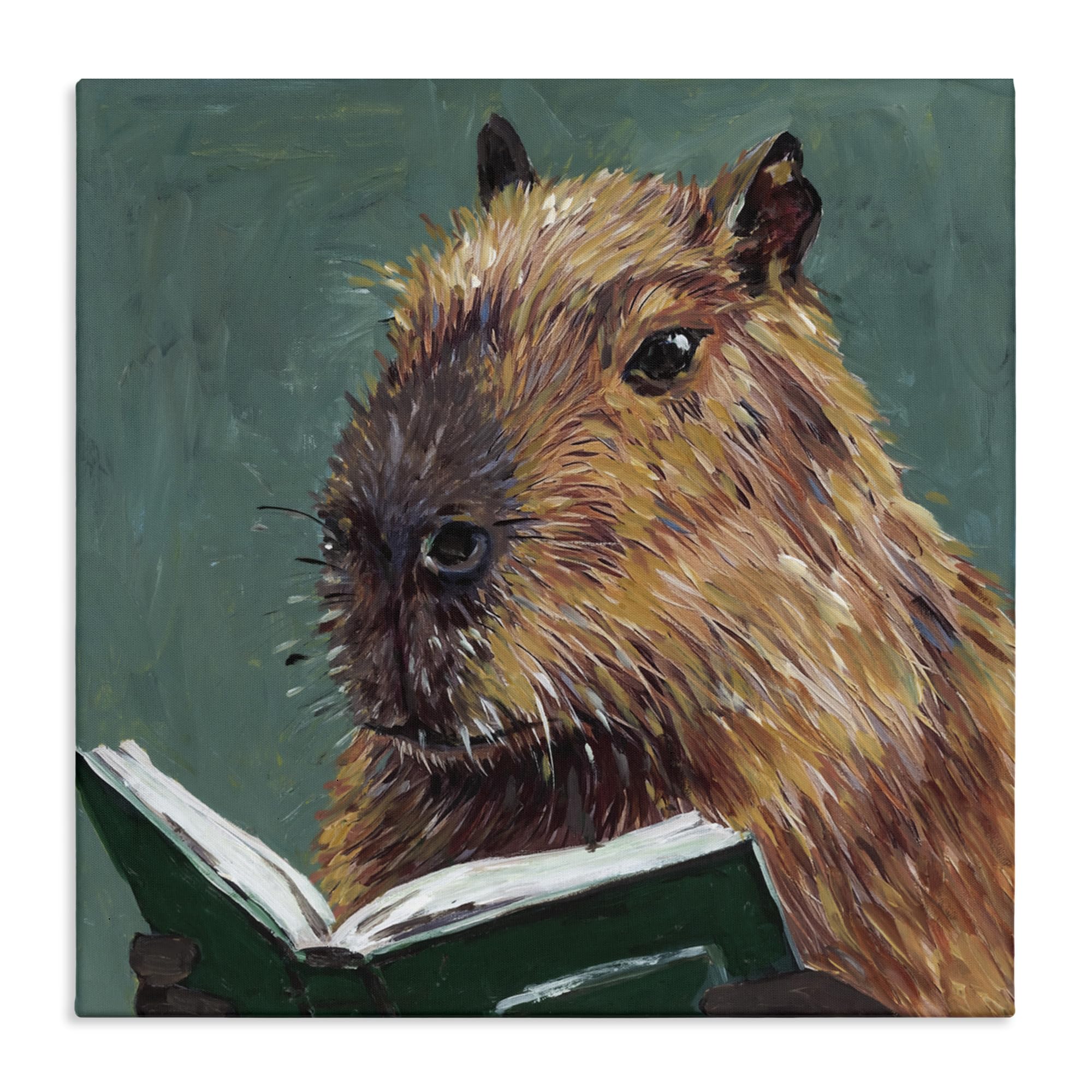 Stupell Industries Studious Capybara Reading Canvas Wall Art, design by Studio Bautista, 24 x 24