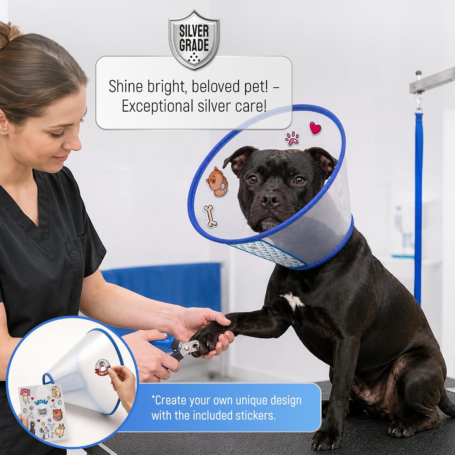 Dog Cone Collar for Recovery, Adjustable Size XL, 16.1–18.9 in | Flexible Cone for Dog to Stop Licking & Scratching, Helps with After-Surgery Protection, Elizabethan Collar for Medium Dogs