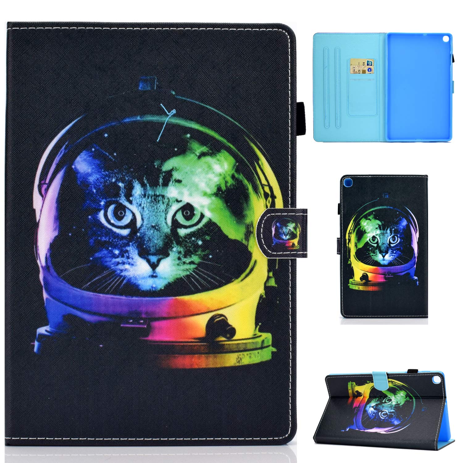 QiaogleTablet Case for Amazon kindle Fire HD 8 (7th/8th Gen, 2016/2017/2018) - [DH03] Cat Pattern Leather Case Magnetic Design Flip Case Protective Cover with Holder Stand