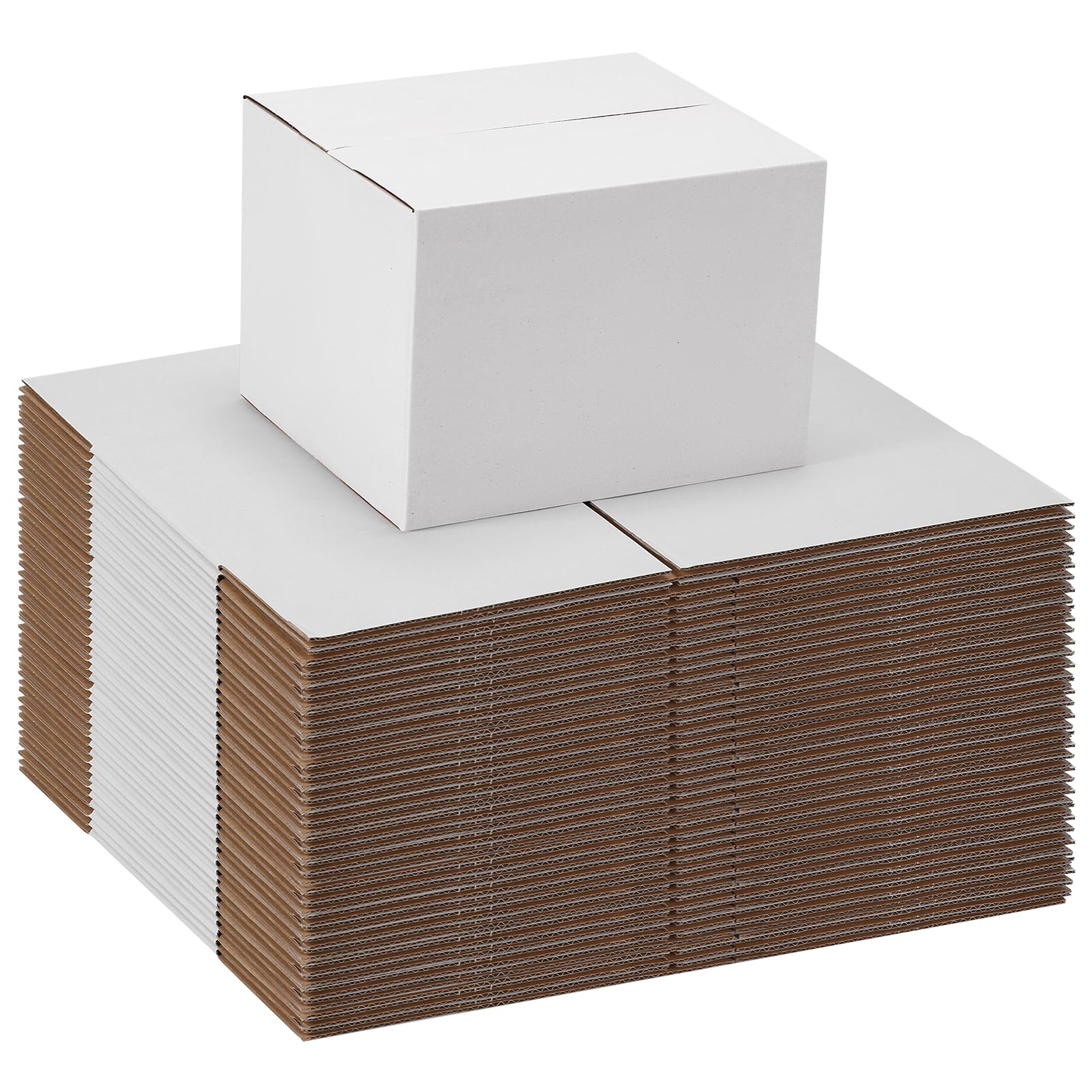 7x6x5 Shipping Boxes Set of 40, White Kraft Corrugated Cardboard Small Business Boxes Mailers for Packaging, Packing