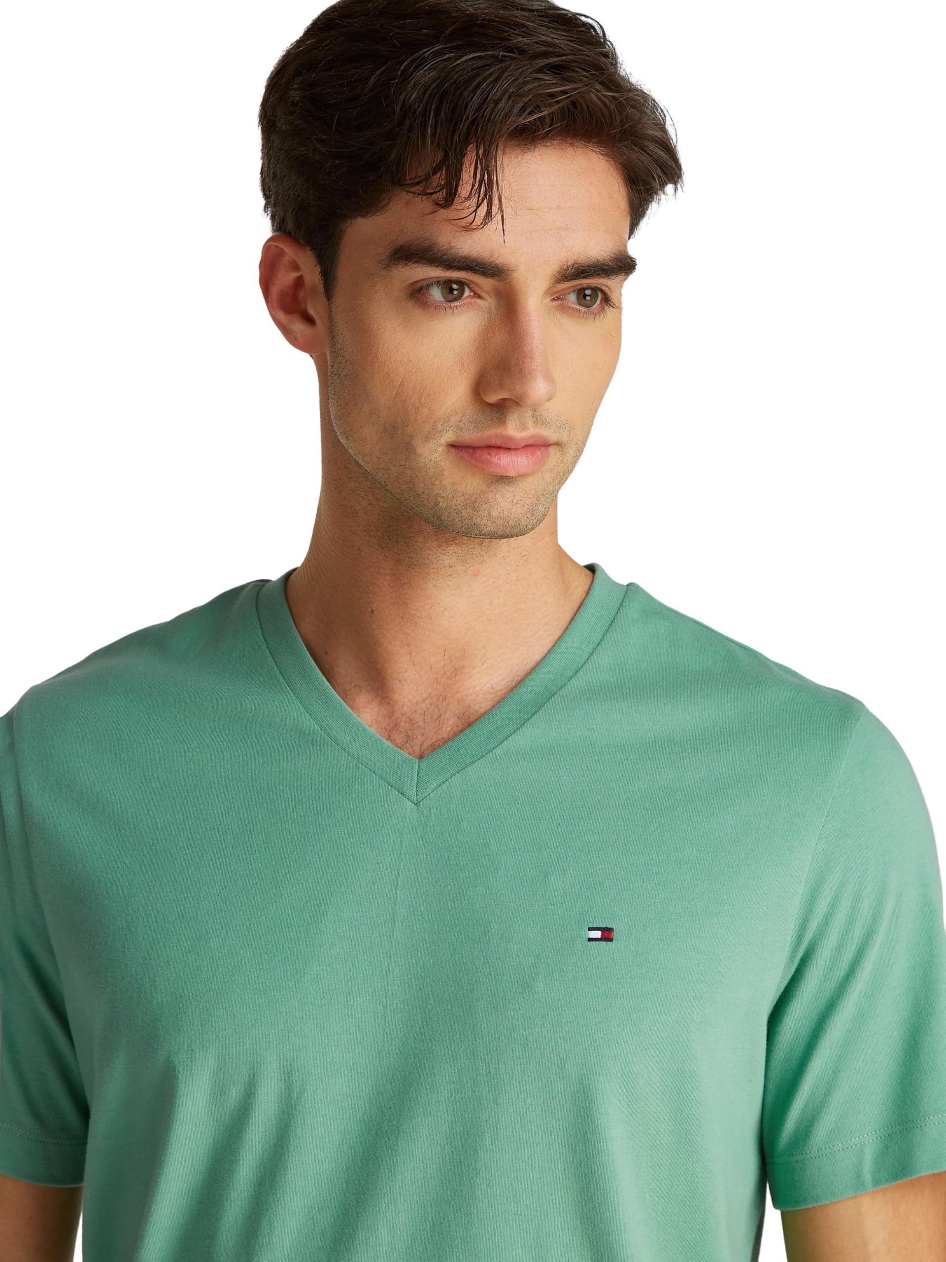 Tommy Hilfiger T-Shirt Manches Courtes Homme Essential Tee avec Col en V