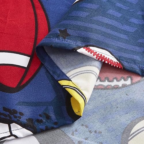 Miniatura 7 de Chezmoi Collection Juego de 4 cortinas para ventana de pelotas deportivas para niñosadolescentes, azul marino, gris, naranja, blanco, estampado,