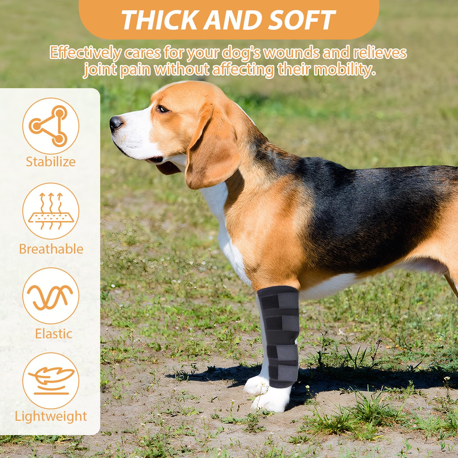 2 tobilleras para perros, cómodas, ajustables, rodilleras traseras para perros, para patas delanteras y traseras, para evitar lamer, vendaje para perros para heridas, para la curación de
