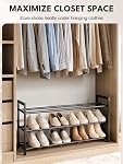 Bumusty Expandable Shoe Rack for Closet, 18“-33” Adjustable Shoe Rack for Small Space, Small Shoe Organizer for Front Door, Sturdy Metal
