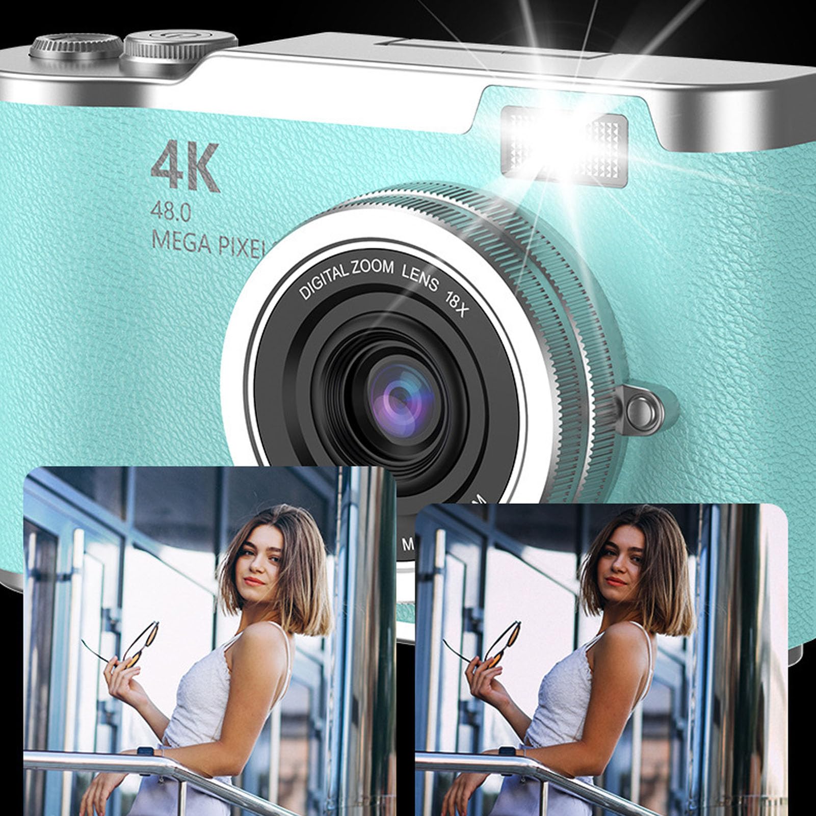 64MP 4K Digital Camera, 18X Zoom Autofocus Point And Shoot Compact Camera 64gb Tf Card Flash 2 8 Lcd Screen Teens Gifts Adult Beginner Travel Photography