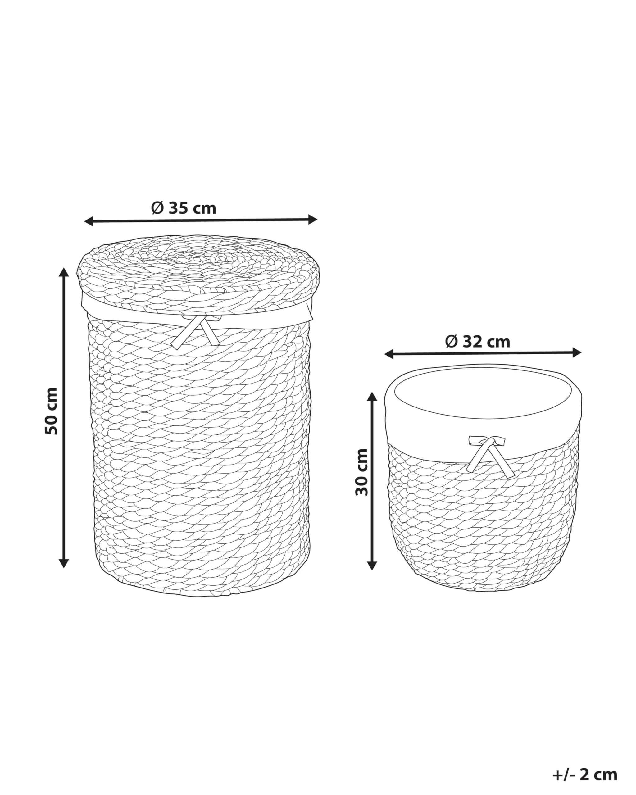 Korb aus Wasserhyazinthe natürlich/beige rund 2er Set Wäschekorb Danang
