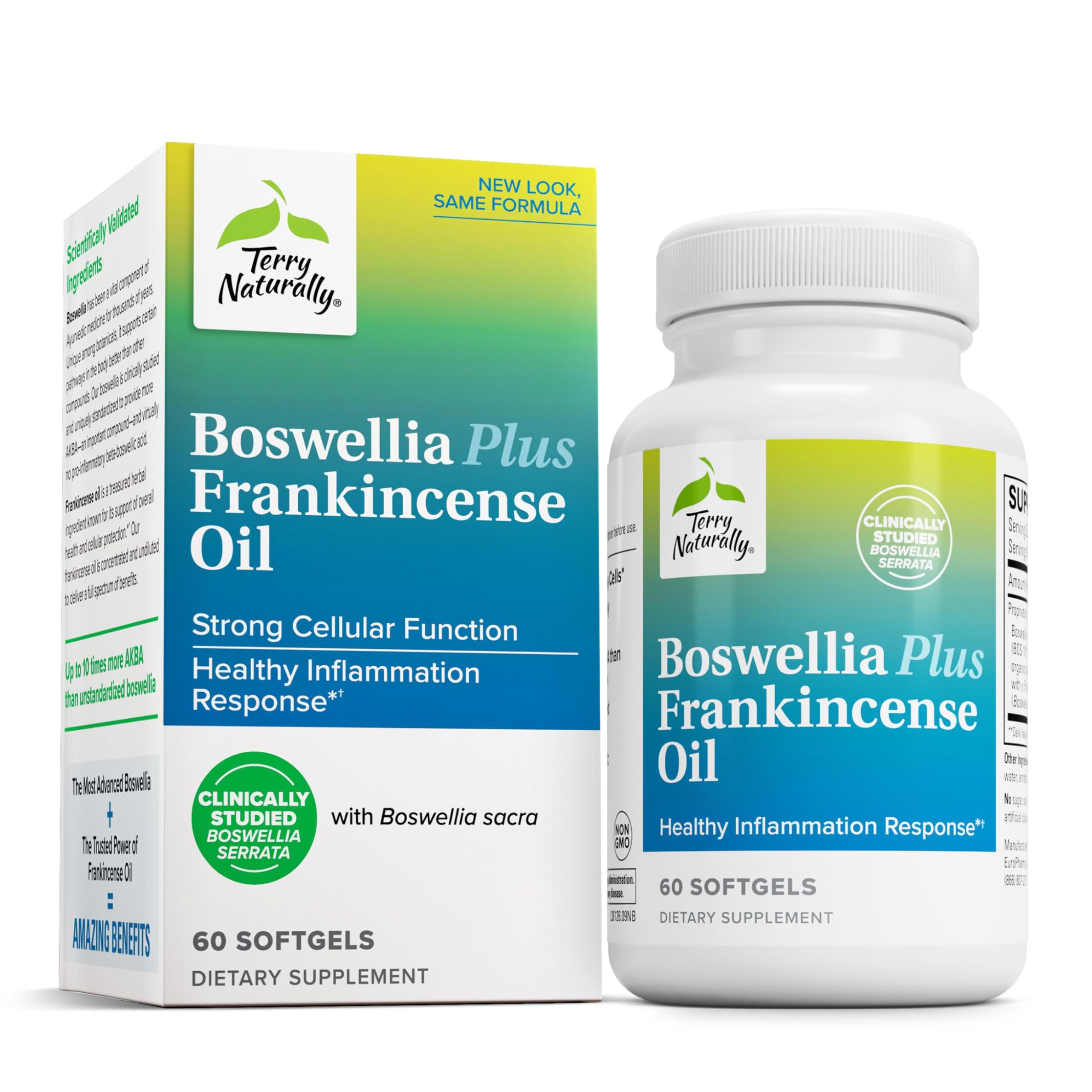 Terry Naturally Boswellia Plus Frankincense Oil - Joint Support Supplement to Support Mobility & Joint Comfort - Support Cellular Health with Boswellia & Frankincense Oil - 60 Softgels