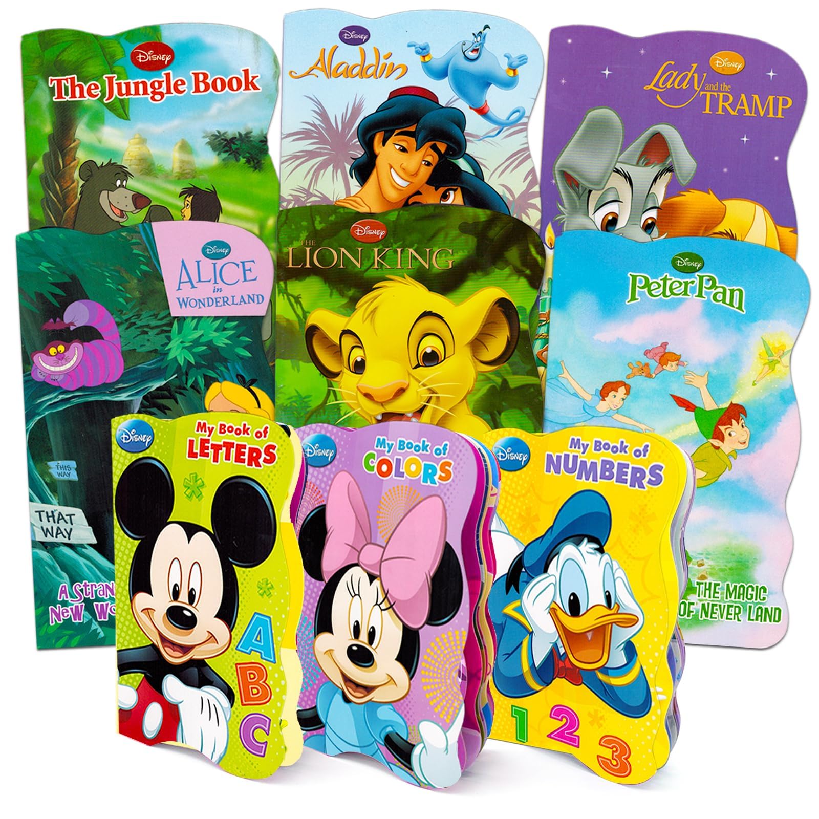Disney Mickey Mouse Bedtime Stories - Paquete de 9 libros para niños pequeños de 1 a 3 años, libros de mesa de Disney para niños con Mickey, Minnie, Rey León y más
