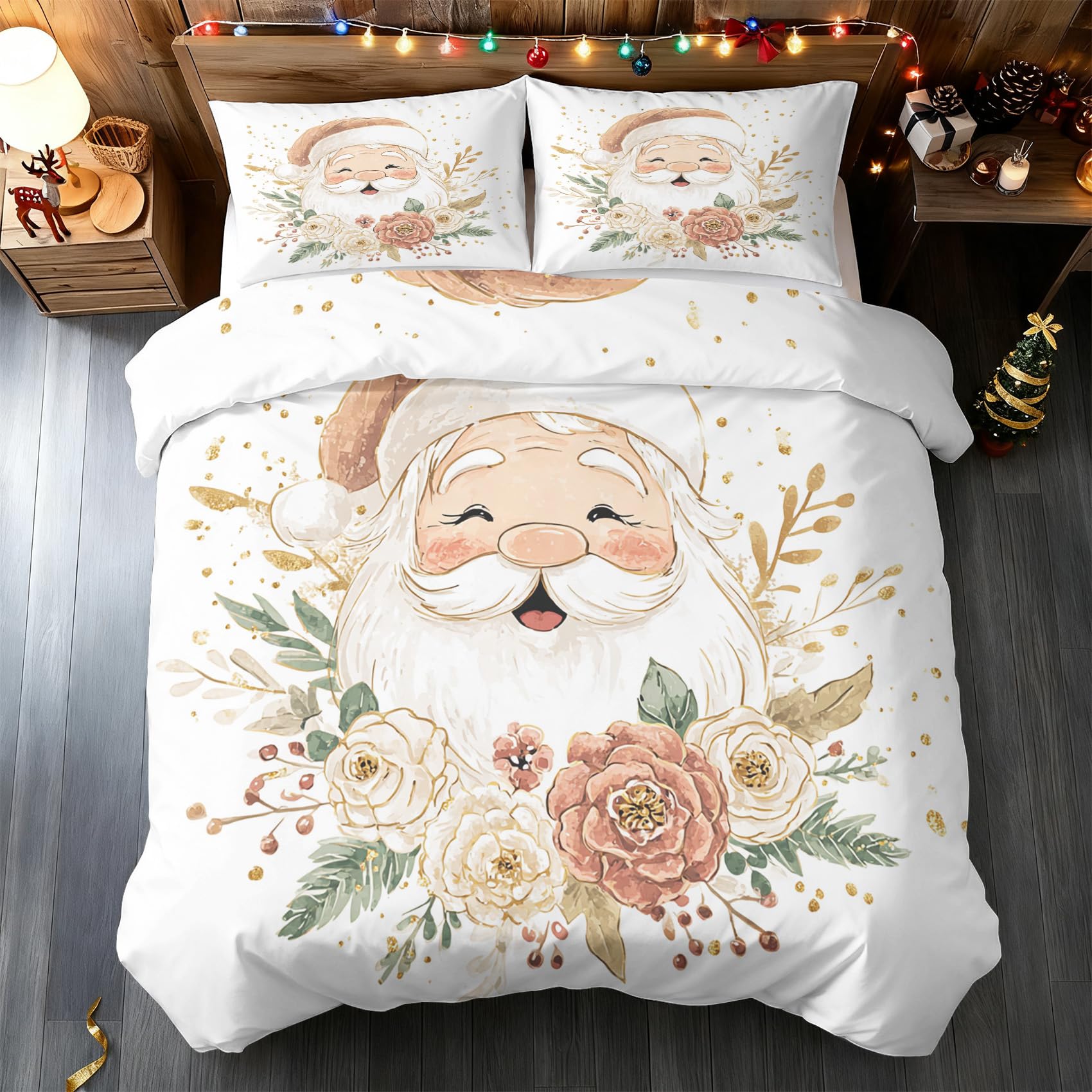Housse de Couette 220x240 Père Noël zippée pour en finir avec la couette qui glisse