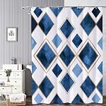 REZAYMRS Rideau de douche feuille bleue avec 12 Crochets, 72''x72'' imperméable Tissu de polyester Rideaux de douche pour salle de bain, Peignes Peées Rideau Hôtel, Lavable en machine, sécheuse rapide