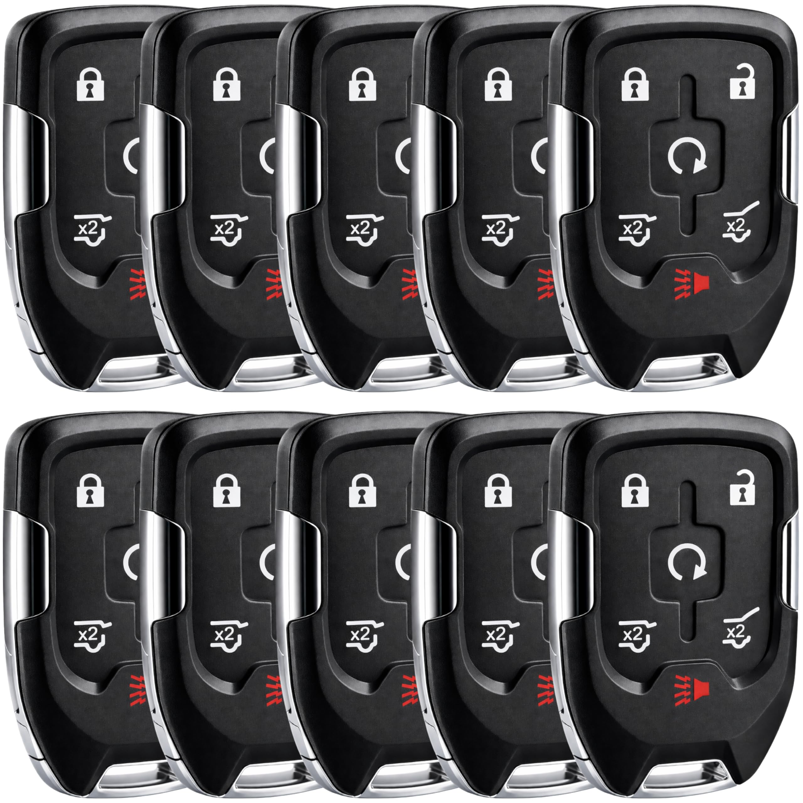 10X Smart Key Fob Replacement for 2015-2020 Chevy Suburban Tahoe GMC Yukon Yukon XL, HYQ1AA 13580802, Push to Start Only, Self Programmable with One Working Key