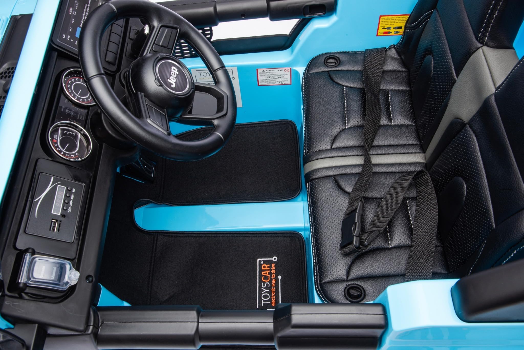TOYSCAR Macchina Elettrica Per Bambini Jeep Wrangler Rubicon Full Optional CON TAPPETINI Auto Elettrica Per Bambini Telecomandata 2 posti Sedile In Pelle Porte Apribili Doppio Motore Elettrico 12V