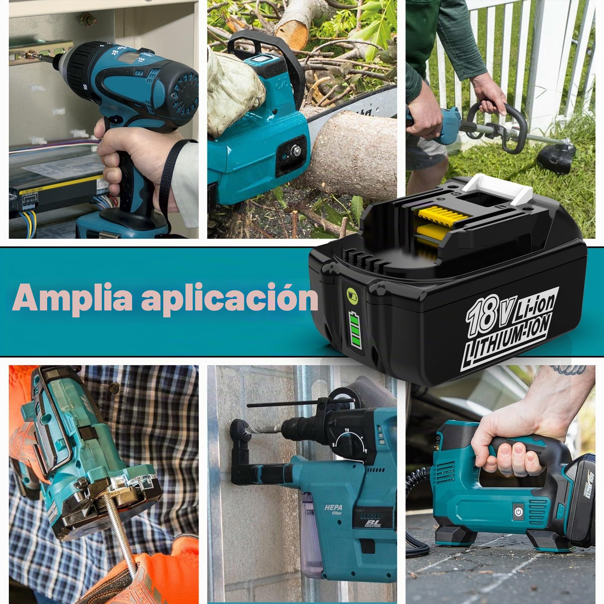 Energup 18V 5,0Ah Batería de Repuesto para Makita Batería 18V BL1850 BL1860 BL1840 BL1830 BL1820 BL1815 BL1820B LXT400 con indicador LED