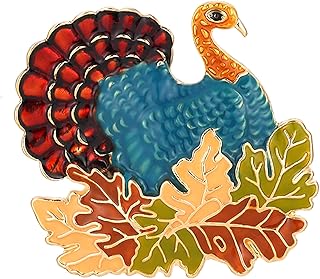 Sponsored Ad - Christmas Brooches Pins for Women Girls, Glitter Enameled Thanksgiving Turkey Xmas Holiday Jewelry Brooch