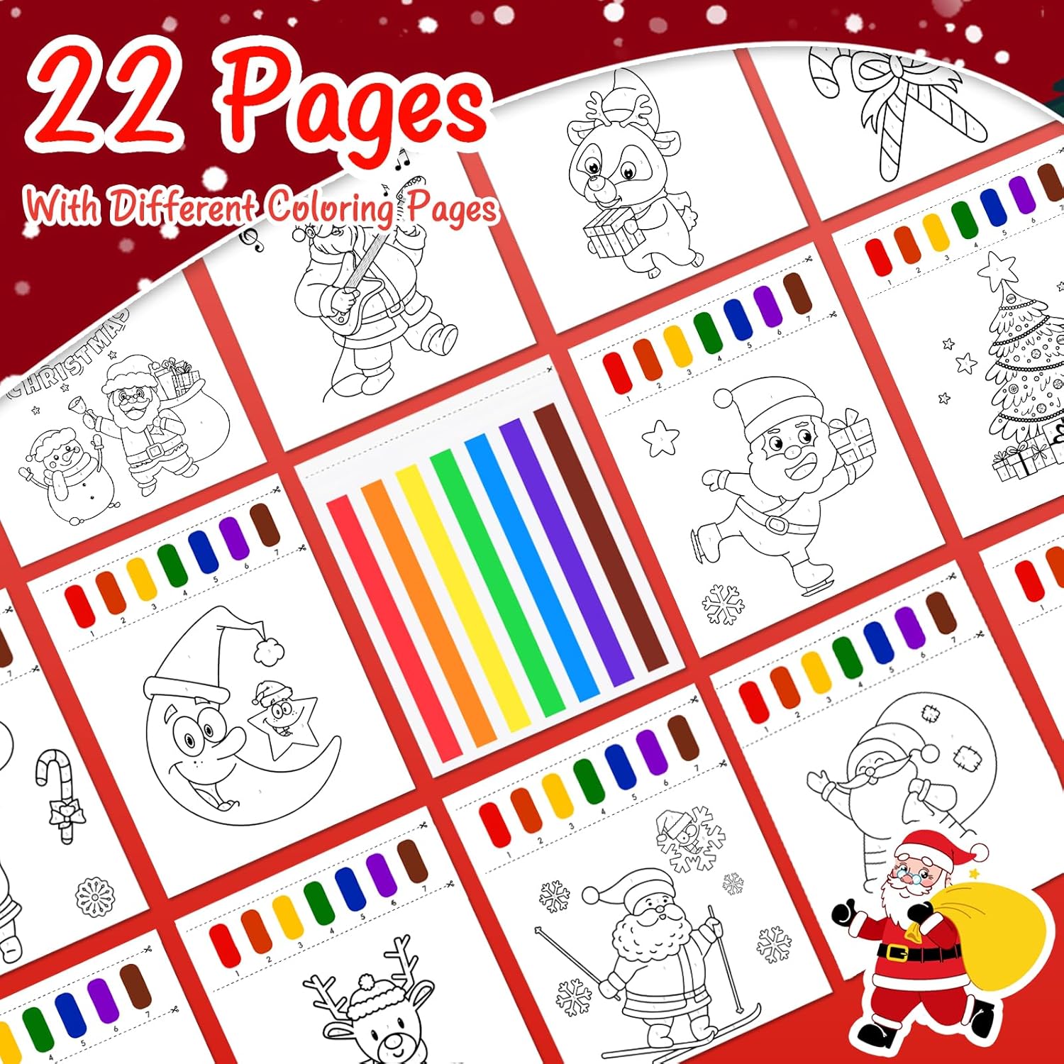 Paint with Water Coloring Books for Toddlers, Watercolor Painting Book and Drawing Art Paper for Kids Ages 3 4 5 6 7 8 Years Old, Christmas Art Craft for Drawing with Brush - Image 3