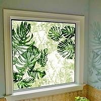 Vista 7 de Adhesivos florales para ventana con hojas verdes para decorar puertas de vidrio, hojas tropicales de plátano