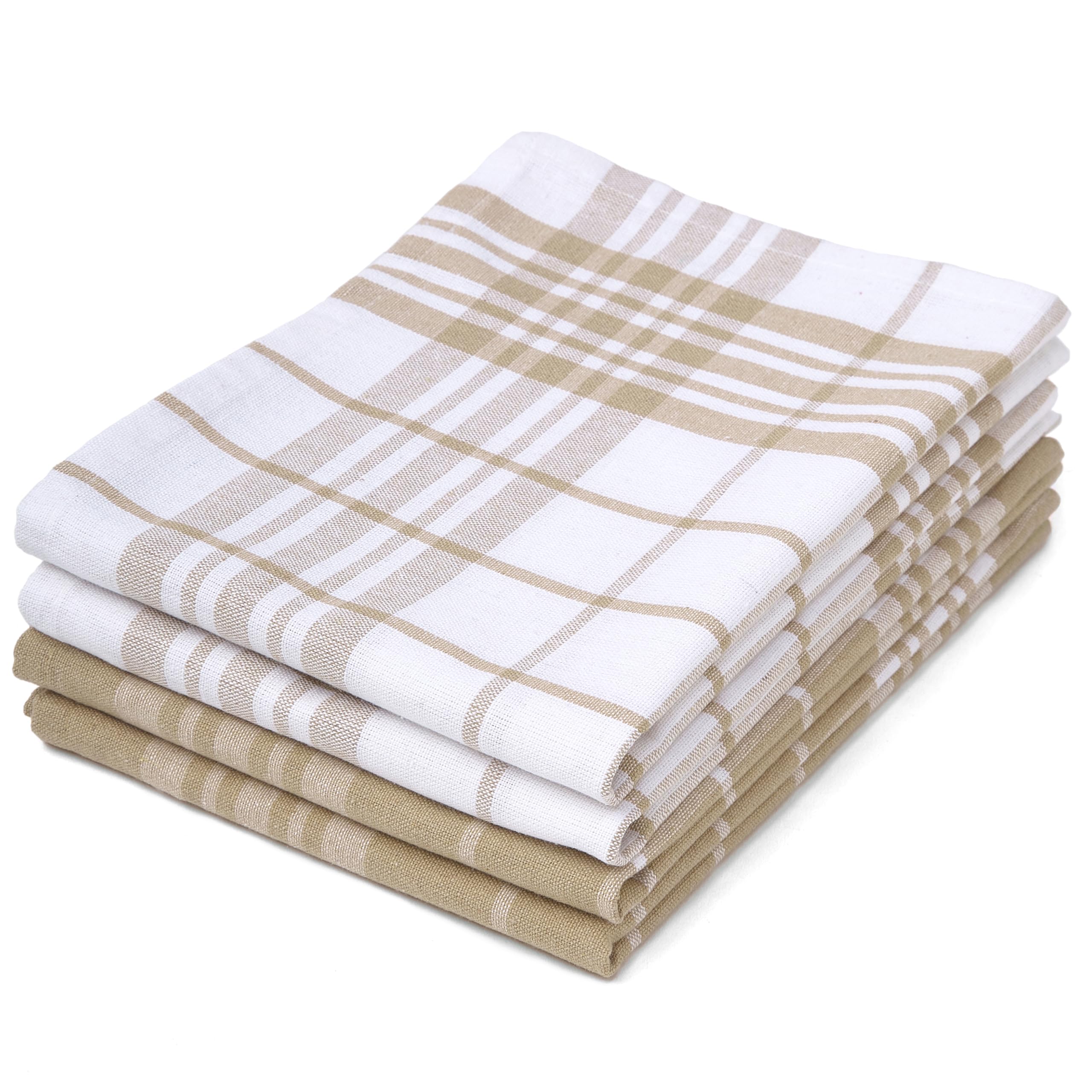 Encasa XO Kitchen Towels and Dish Cloths Sets, Beige Non-terry, 70x45 cm (Set of 4)