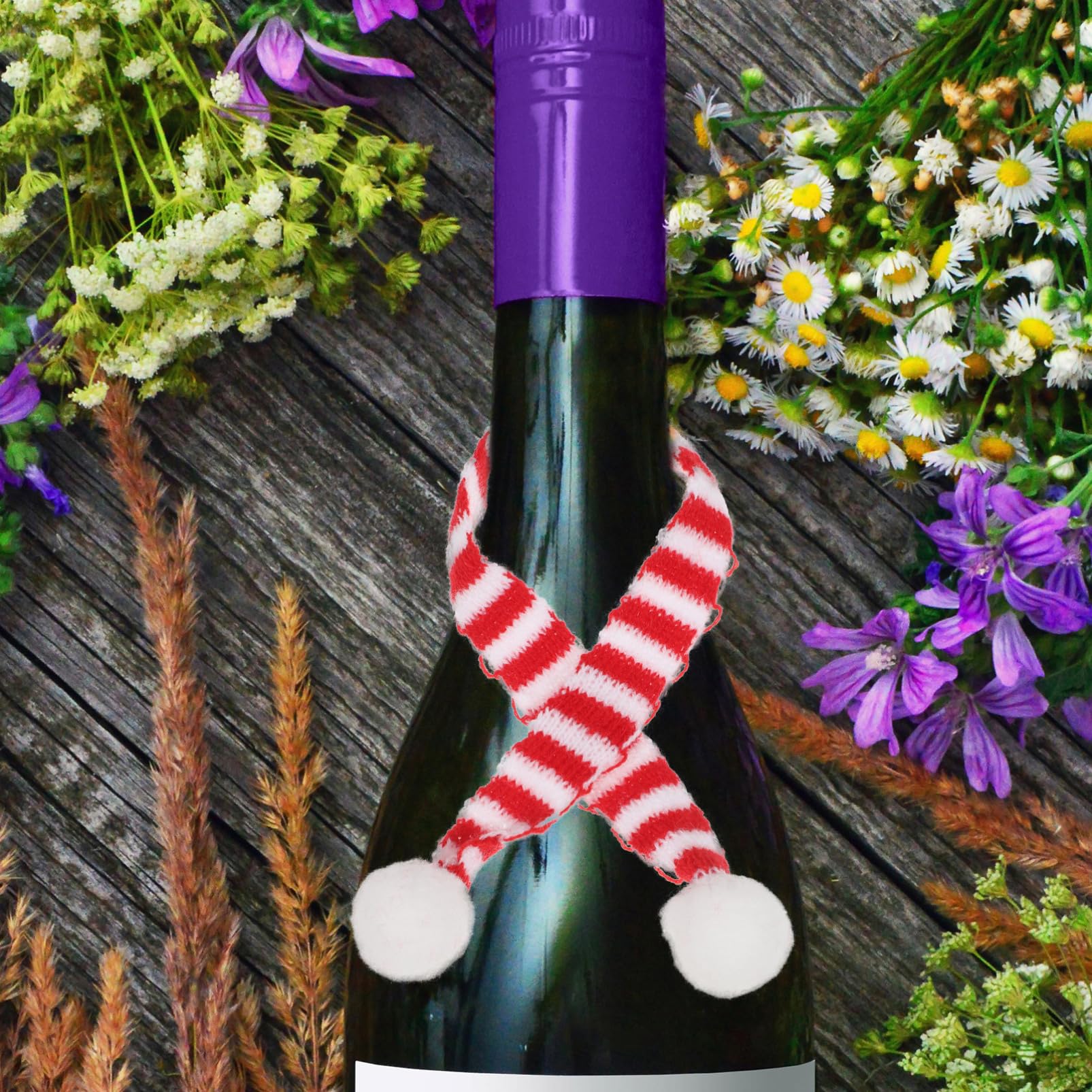 Ipetboom Mini Sciarpe Natalizie per Bottiglie Decorazioni Rosse e Strisce per Natale Accessori Festivi per Decorare La Casa e gli Ospiti
