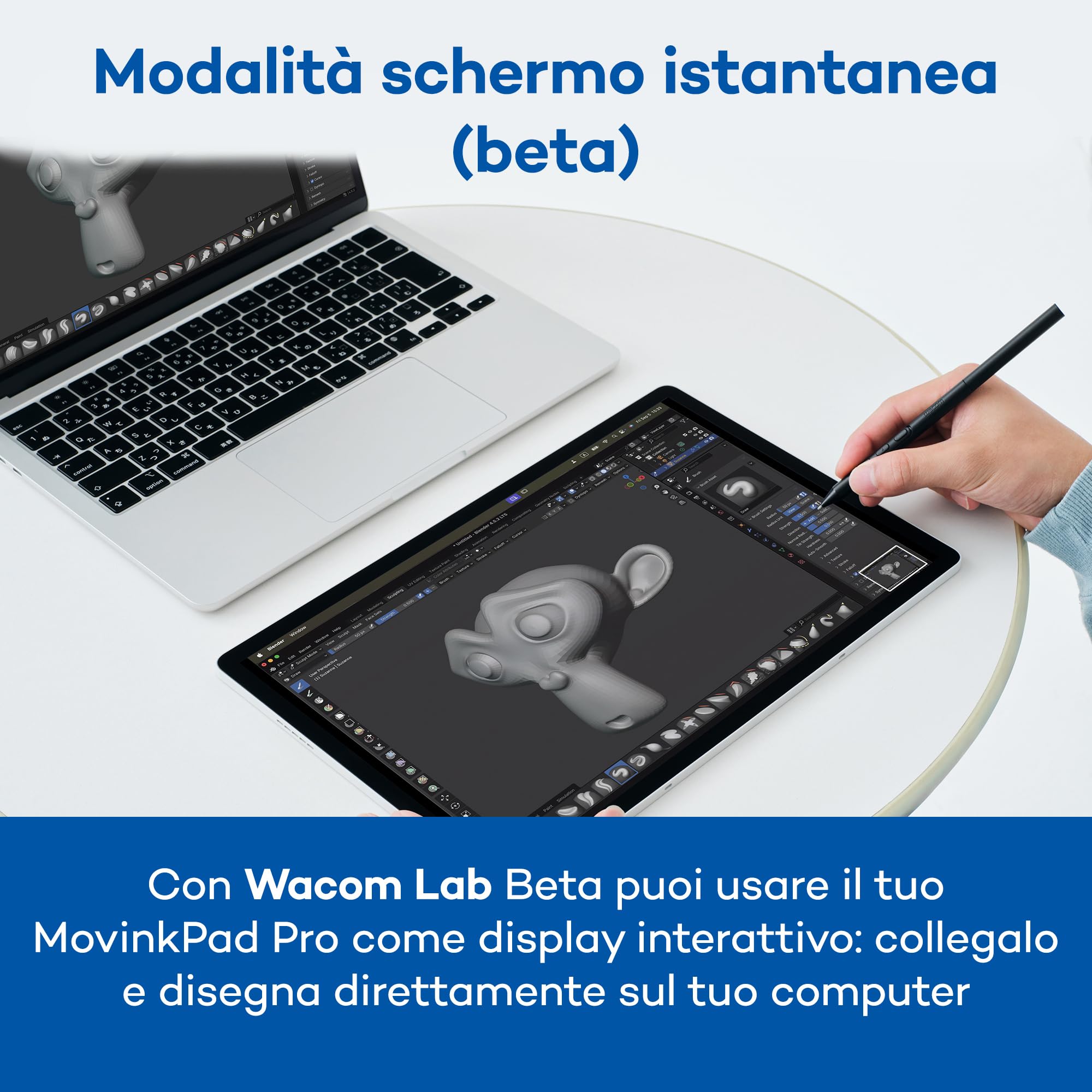 Wacom MovinkPad Pro 14 Tavoletta Grafica– Sensazione di penna su carta con schermo OLED per neri profondi, contrasto eccezionale, risposta rapida, vetro texturizzato premium, Pro Pen 3 ultra-precisa