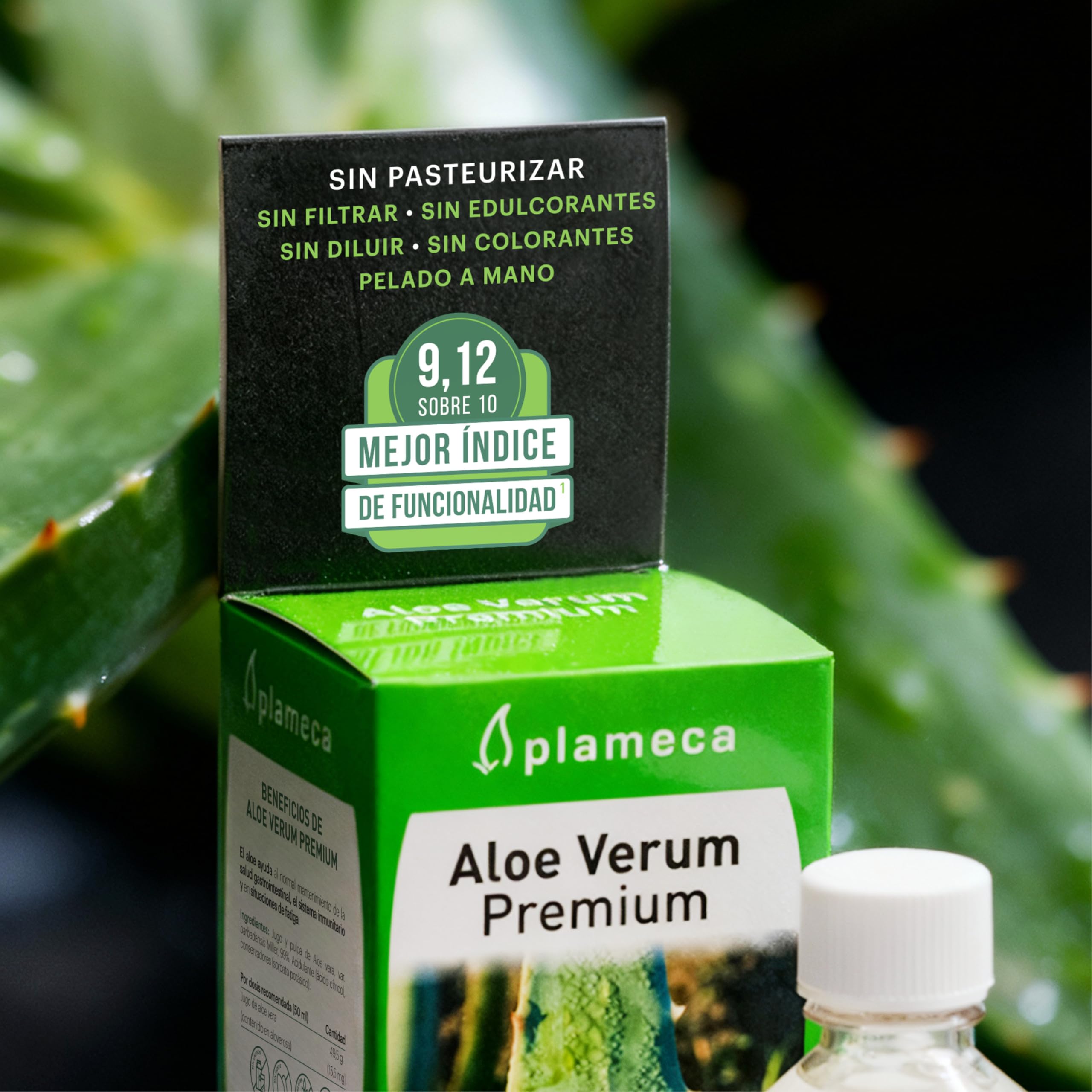 PLAMECA - Aloe Verum Premium, Aloe Vera Bebida, Jugo, Zumo, Sin Pasteurizar, Sin Edulcorantes, en Frío, Ayuda a la Salud Gastrointestinal, el Sistema Inmunitario y ante la Fatiga, Sabor Puro - 1 L