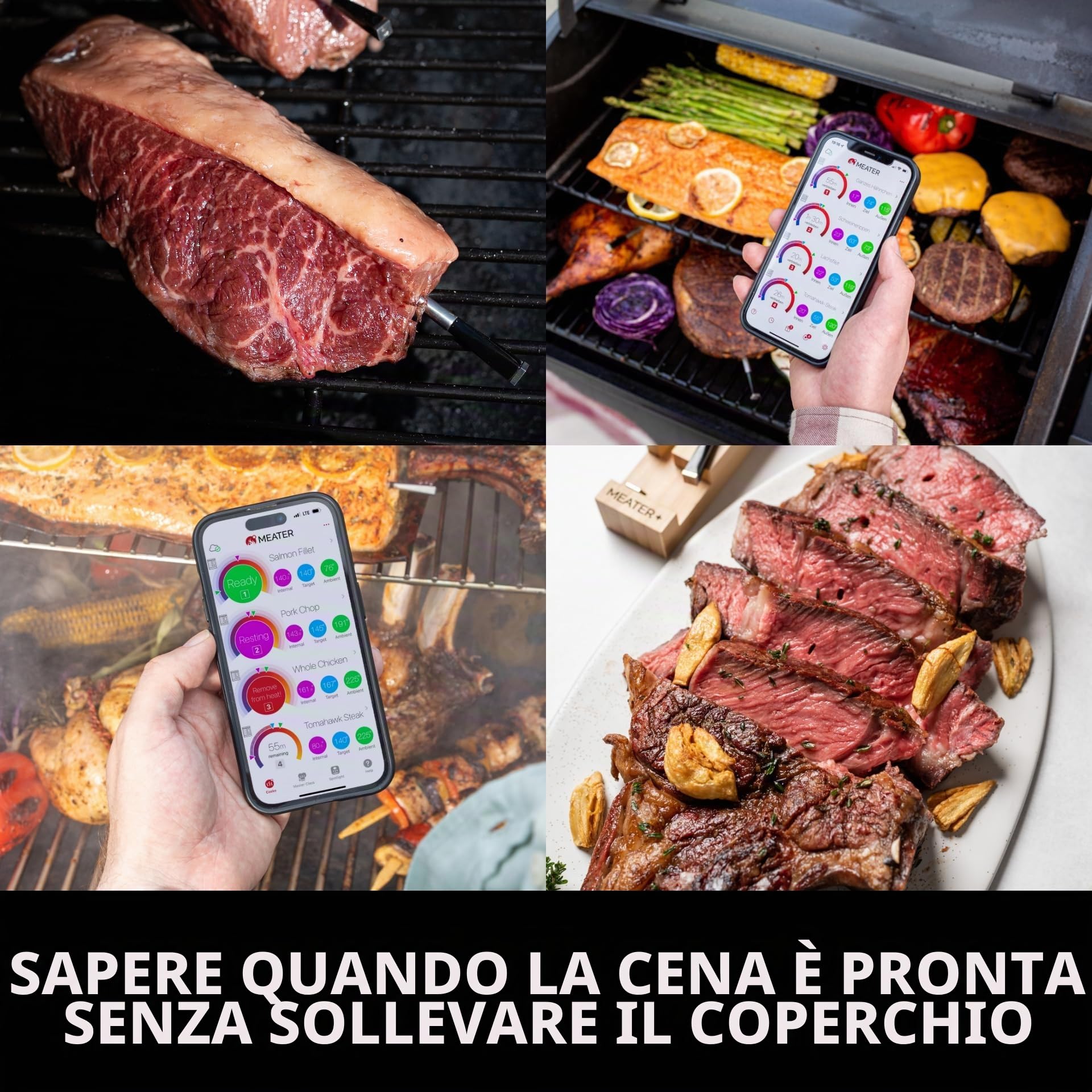 MEATER Block | Termometro WiFi con Quattro Sonde Senza Fili Per Forno, Grigliate, Barbecue. App in Italiano Compatibile con iPhone, Android, iPad e Tablet