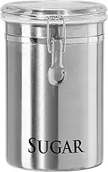 Pote para açúcar Oggi, tampa com trava, aço inoxidável, capacidade para 1,7 kg Tamanho grande: 12,7 x 19 cm