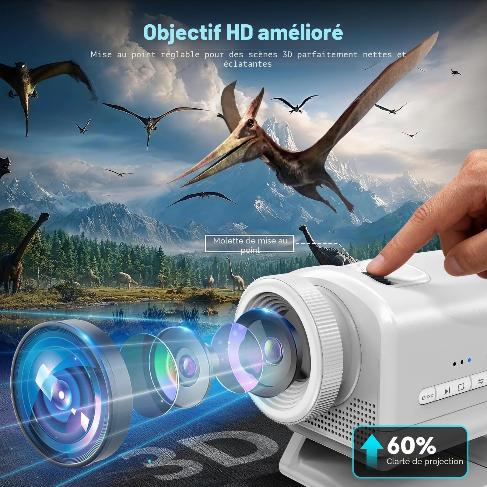anysun Projecteur Ciel Étoilé Galaxie 3D, 60 Thèmes, Haut-Parleur Bluetooth