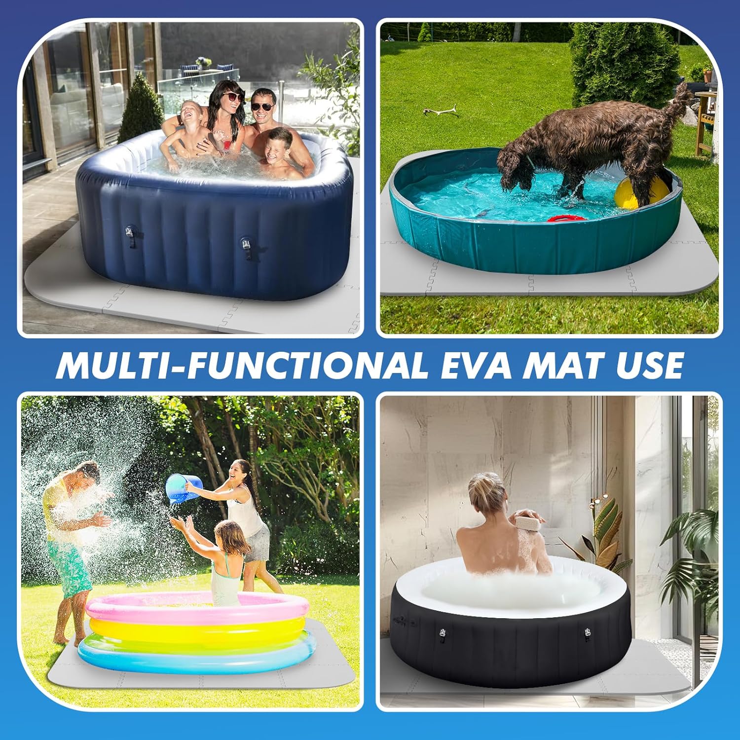 AFFLUENT 85" EVA Hot Tub Mat & Pad for Inflatable Tubs - 1/2" 12MM Thickened Non-Slip Outdoor/Indoor Protective Mat, Waterproof Durable Inflatable Hot Tub Accessories, Easy Clean (Gray)