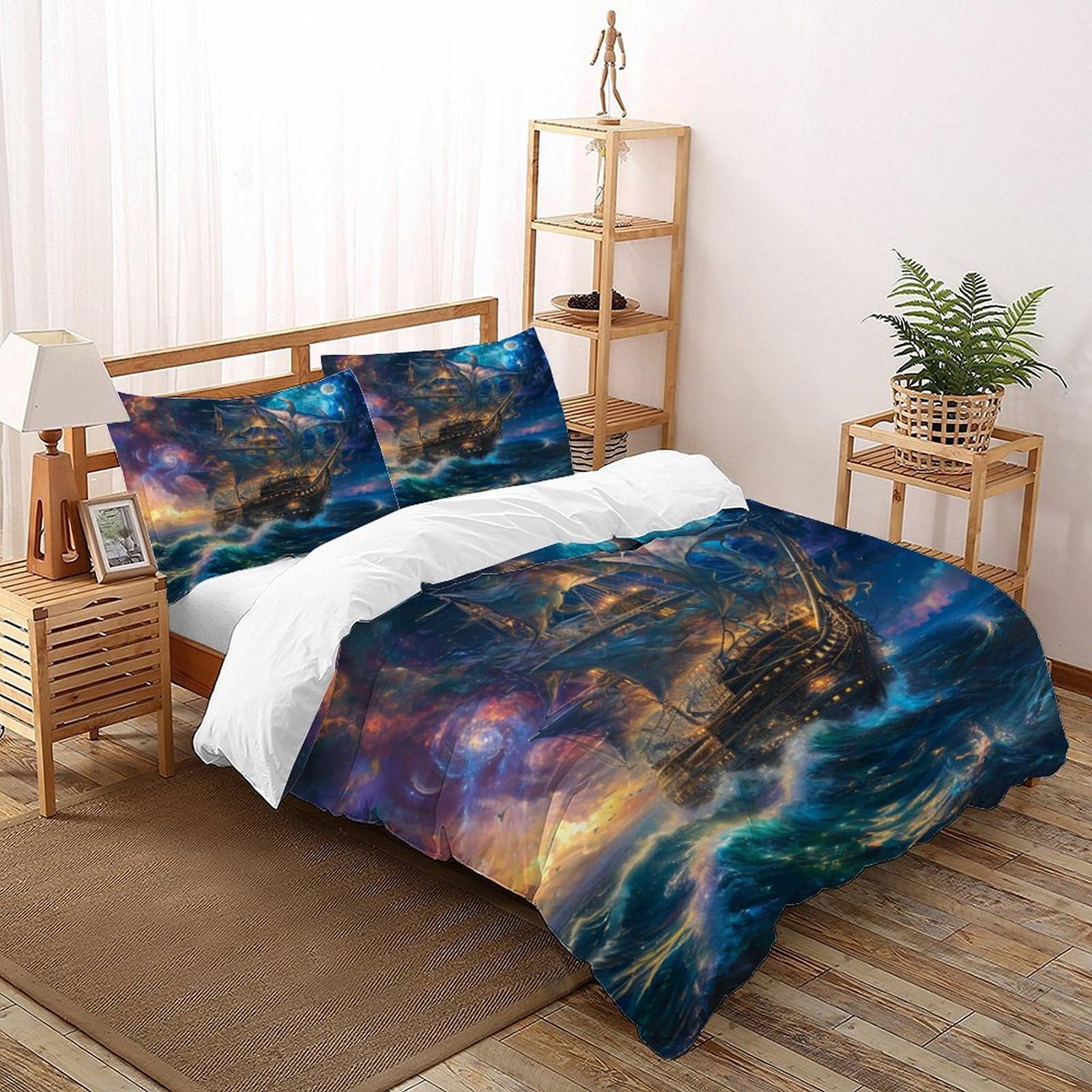 Parure de lit microfibre Arc-en-Ciel Whale avec 2 taies d'oreiller