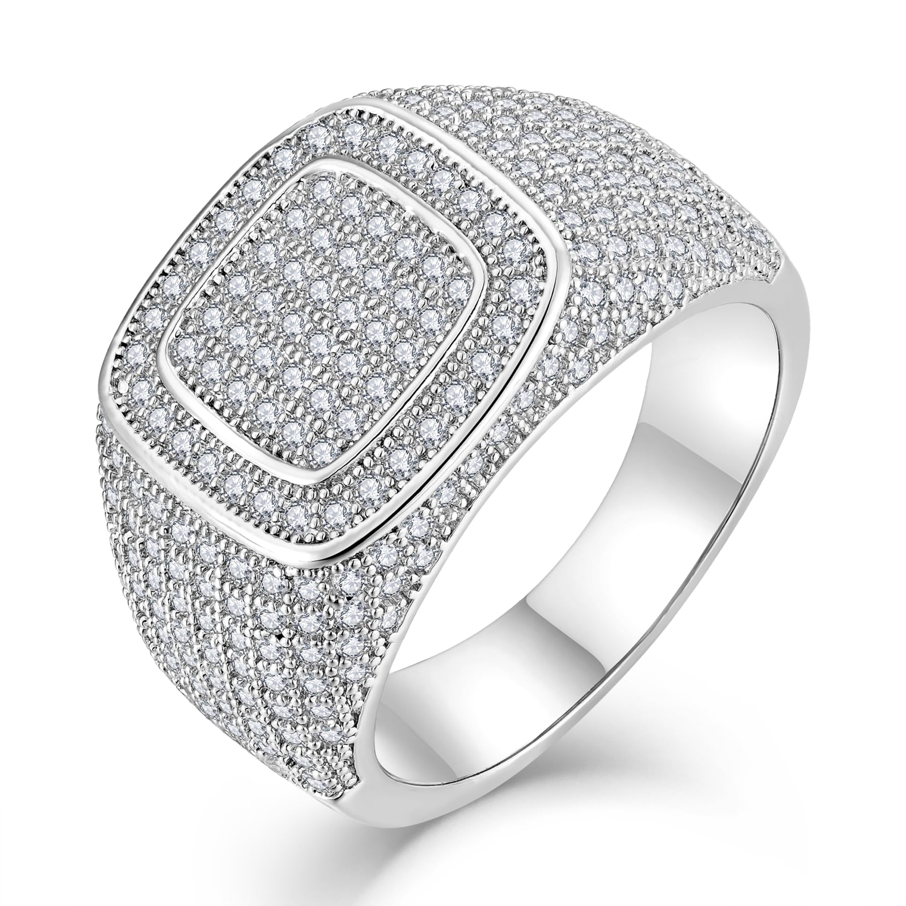 Signet Rings Cluster Band Micropave Mens Bling Ring Square Crystal Zircon Little Finger Ring