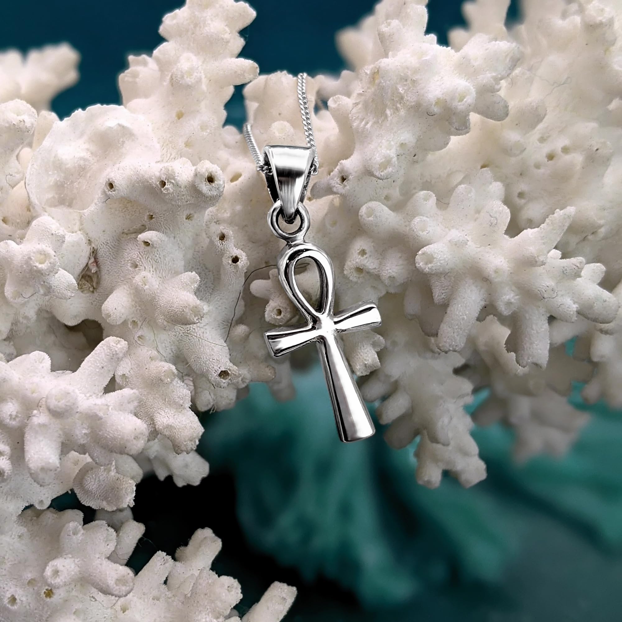 81stgeneration Ankh-Anhänger | Halsketten aus 925er Sterlingsilber für Damen 45,7cm | Massive Silberkette Ägyptisches Kreuz Herrenhalsketten | Geschenk für Männer | Wicca-Schmuck