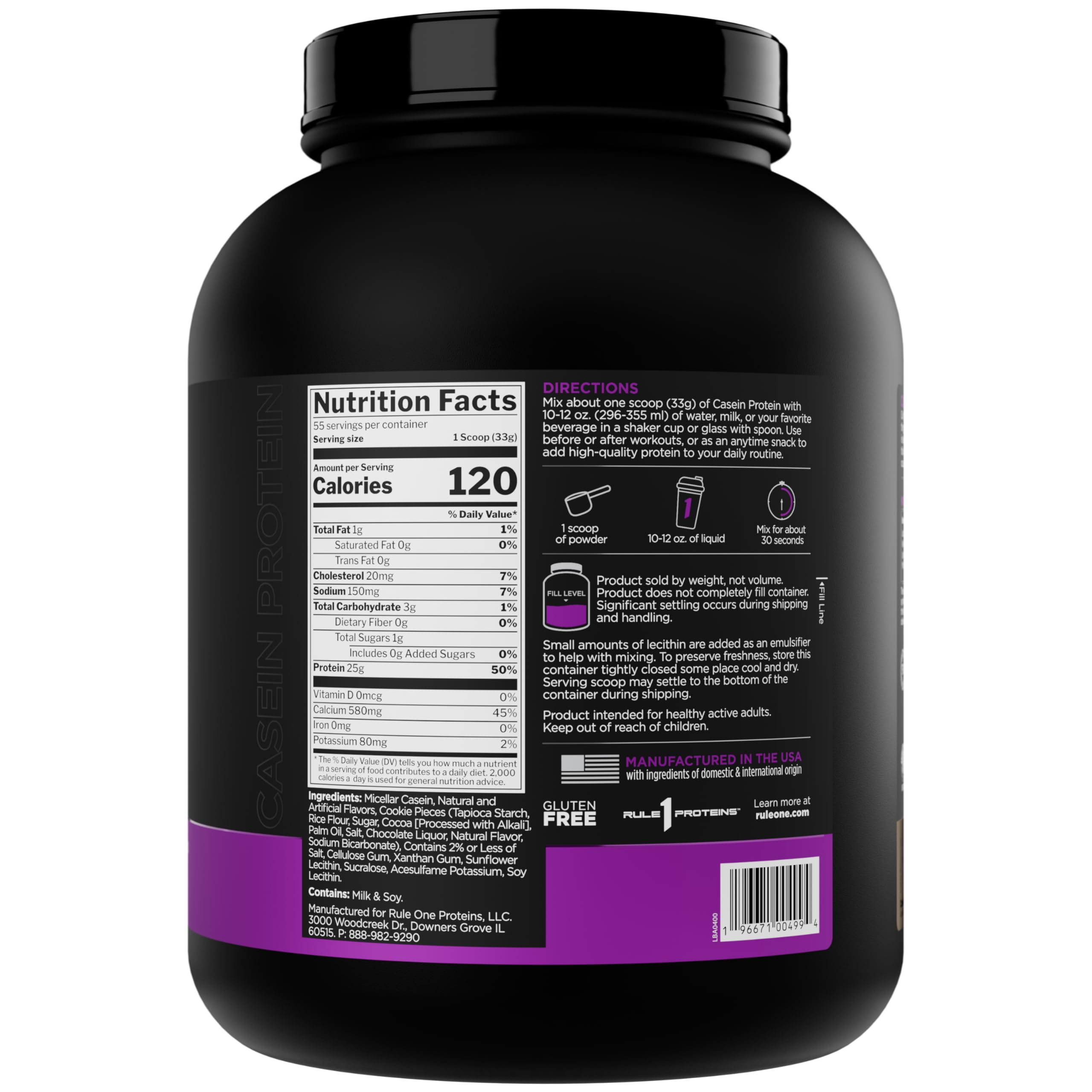 Rule 1 Proteins Casein Protein, Cookies & Crème, 55 Servings — Amazon image 2