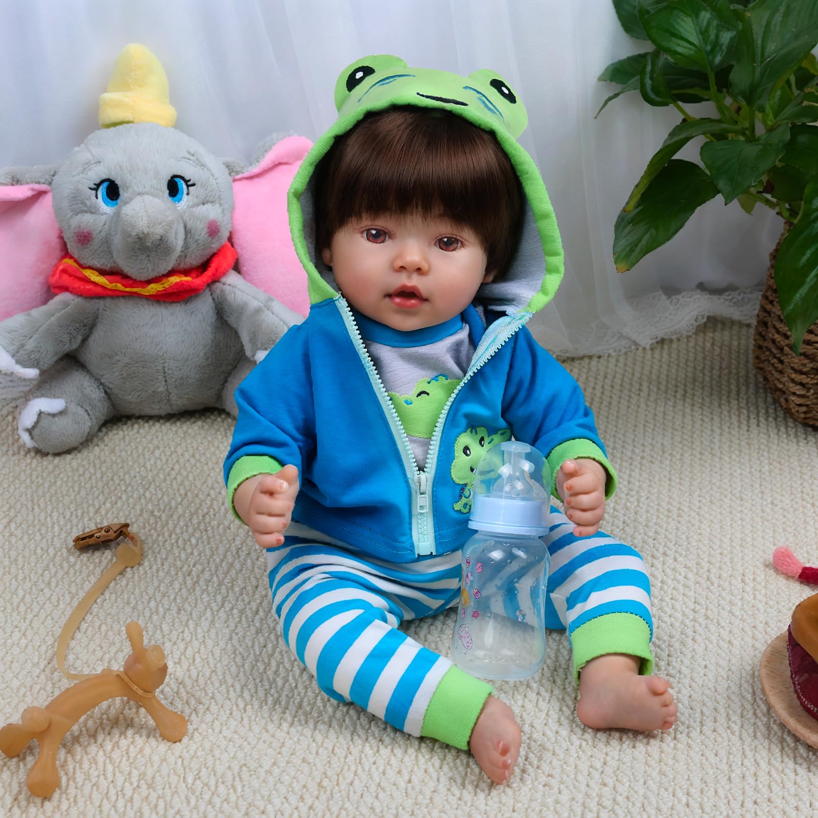 Muñecas realistas de bebé recién nacido de 18 pulgadas, cuerpo suave, muñeca de bebé recién nacido, muñeca de bebé de la vida real, regalo con accesorios para niños a partir de 3 años 5