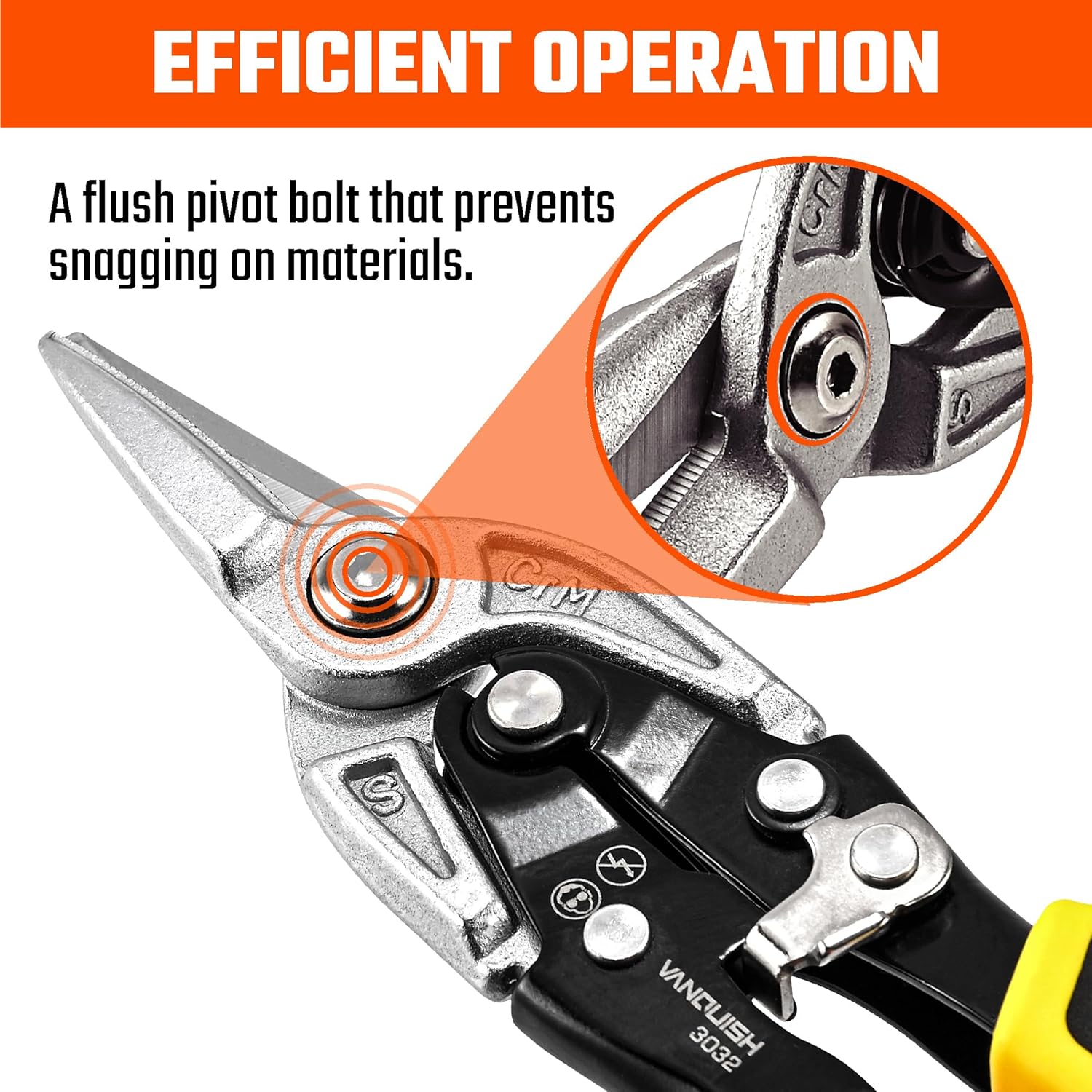 VANQUISH 10 Inch Aviation Tin Snips Straight-Cut, CR-MO Aviation Snips for Cutting Metal Sheet, Sheet Metal Cutter Shear, High Leverage Aviation Snip, Drop Forged Blades 10X More Cuts,3032