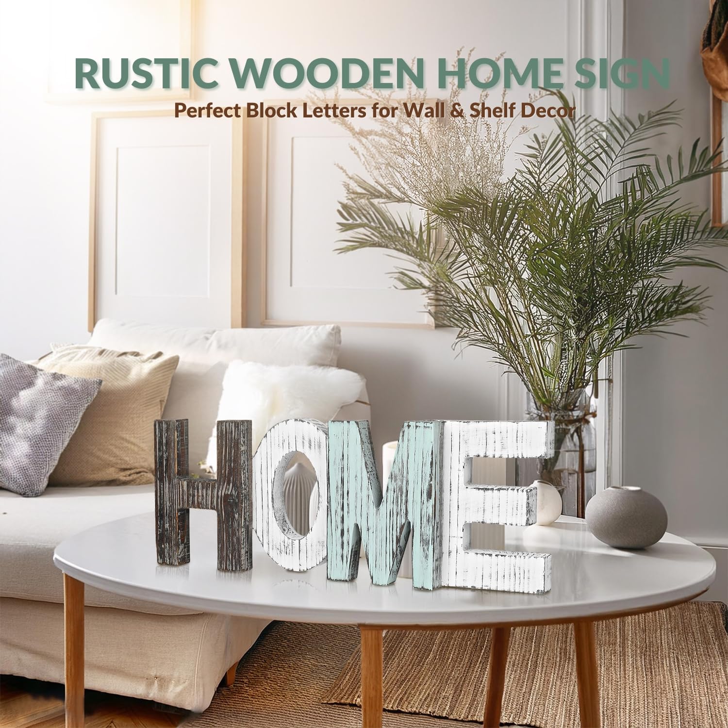 Targa Home Decor Cartello Decorativo In Legno Per La Casa Con Lettere 'HOME' - Stile Rustico, 9,8 X 21,6 Cm, Per Parete Decorazione Soggiorno Rustica