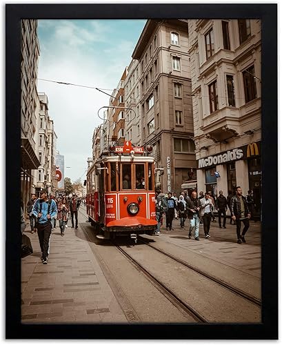 Golden State Art, Portarretratos negro de 16 x 20 pulgadas, hecho de madera maciza y vidrio templado, exhibición de pared, ideal para fotos de boda,