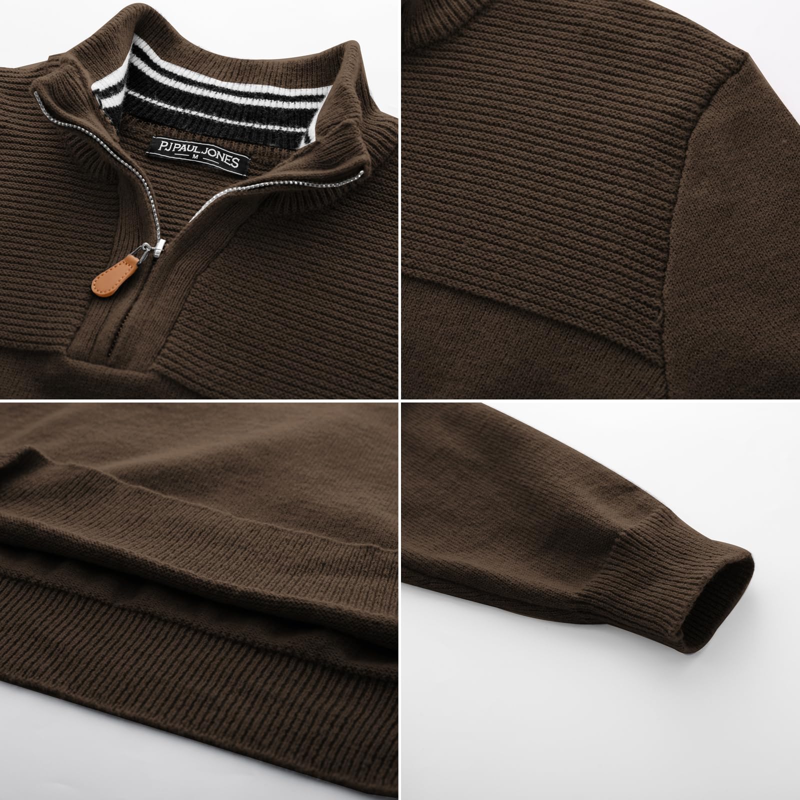 PJ PAUL JONES Maglione da uomo con zip a quarto slim fit casual pullover maglione a collo alto polo maglioni