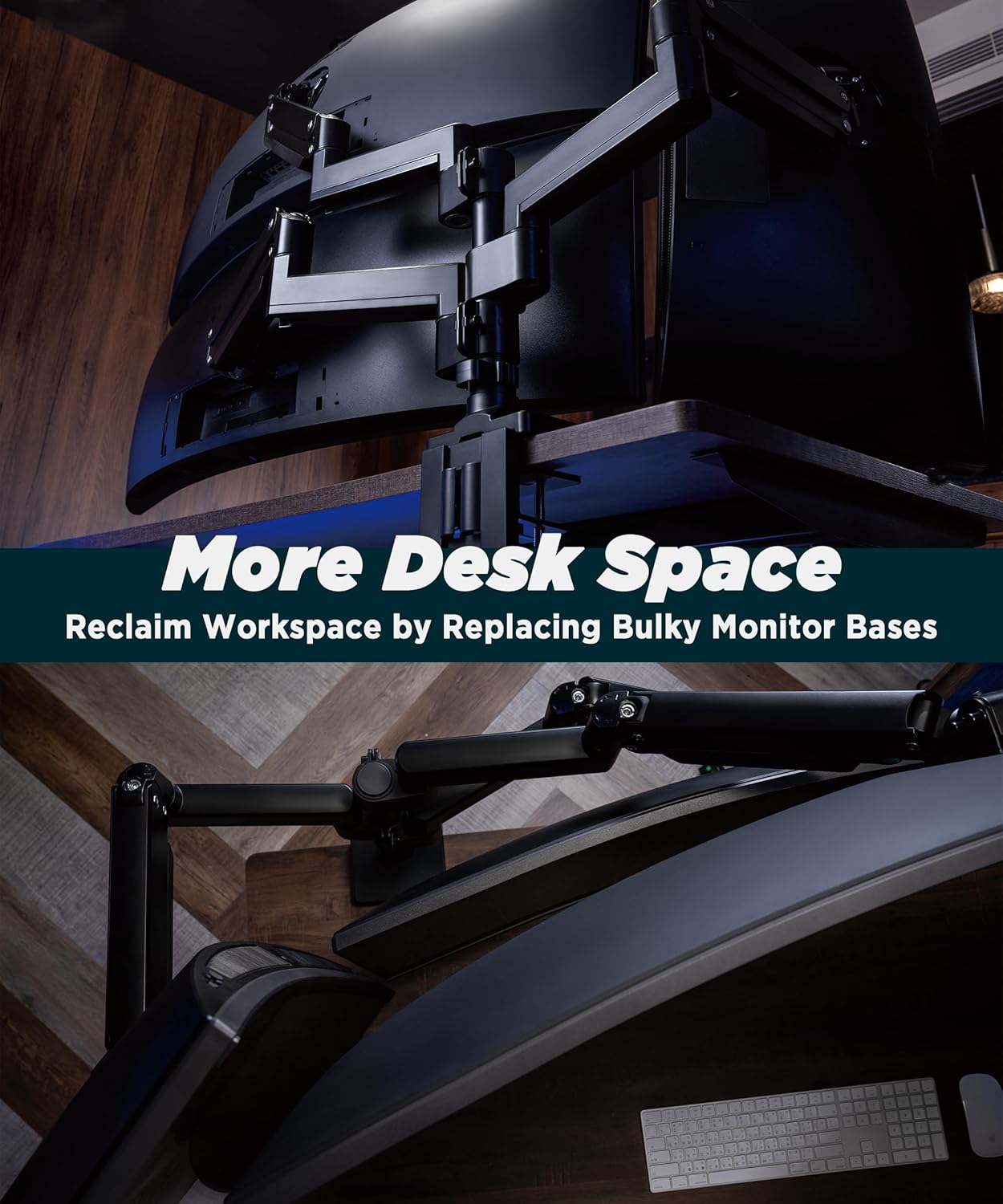 Heavy Duty Triple Monitor Arm for Ultrawide Monitors up to 57" and 44 lbs, Dual Monitor Stand for Dual 49" Vertical Stacked Monitor Mount Height Adjustable - 100x100 VESA Mount, Black, MA20P-T